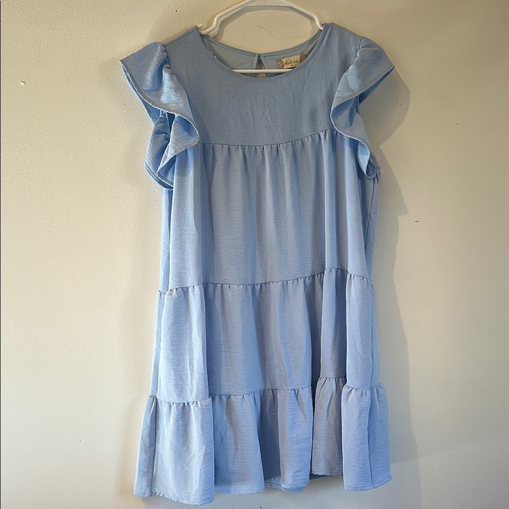 Altar'd State Blue Ruffled Tiered Sundress